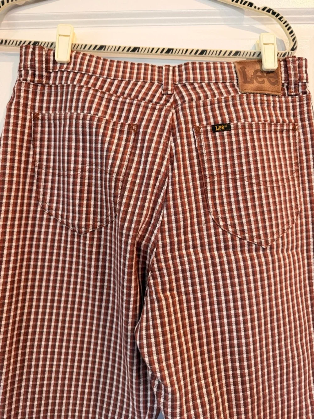 Lee High-Rise Flare Pants - Rust & Cream Gingham - Picture 2 of 3